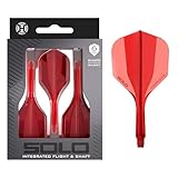 Harrows Solo Integriertes Flight & Shaft System – 3 geformte Flights & Schäfte – Einteilige Aero-Core-Konstruktion – Festes 90°-Design für Stabilität (Rot, Kurz)