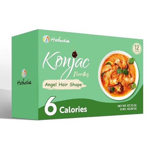 Hethstia Konjac Noodles Angel Hair, 12 Pack Shirataki Noodles, Low