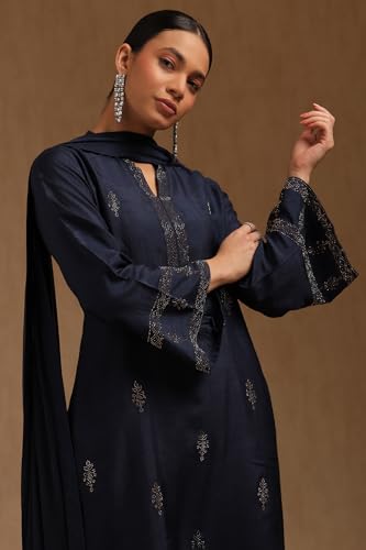 Image of Soch Womens Dola Silk Suit Set With Mukaish Work