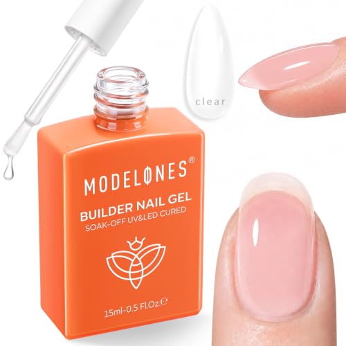 modelones Builder Nail Gel, Clear Builder for Nails, Color Rubber Base Coat