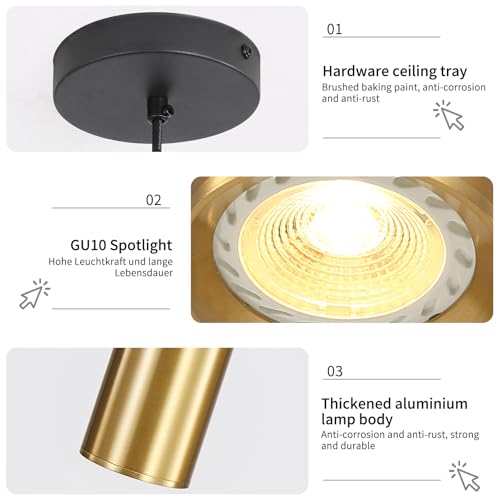 Daoseolo 2 Pack Modern Black and Gold LED Pendant Lights, Minimalist Linear Hanging Light, 3 Color 2700K/4500K/6500K, Ceiling Mount Pendant Lamp for Kitchen Island, Dining Room, Bedroom, Bar, Cafe by Daoseolo - Image 4