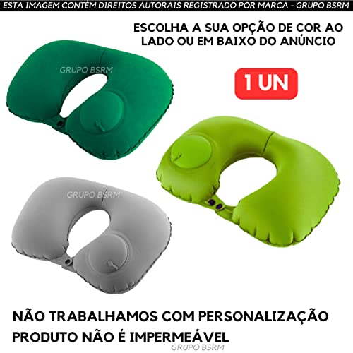 Travesseiro Almofada Pescoço Inflável Viagem Avião Encosto (Cinza)