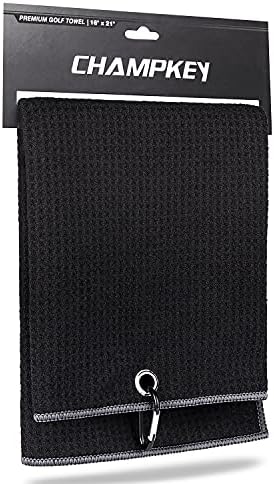 Champkey 16″ x 21″ Premium Tri-Fold Waffle Golf Towels | Superior Water Absorption and Quick Dry Golf Cleaning Towel