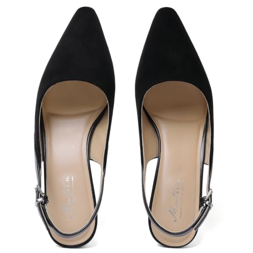 Image of Mostrin Kitten Heels for Women Slingback Pointed Closed Toe Heels Women's Pumps Shoes for Wedding, Party, Commuting