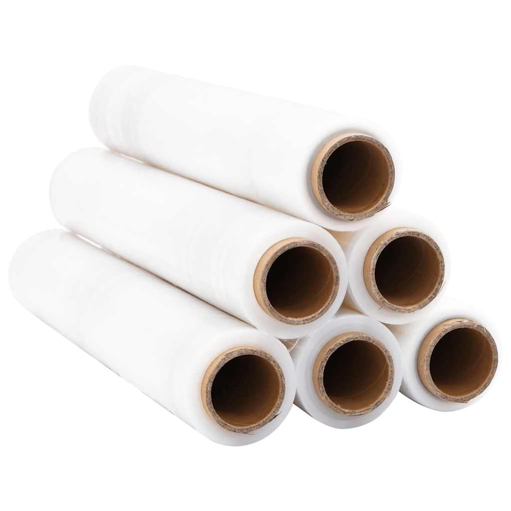 vidaXL Film Estensibile 6 pz Trasparente 30 μm 50 cm x 300 m, pellicola da avvolgimento, pellicola per mobili, pellicola per avvolgimento