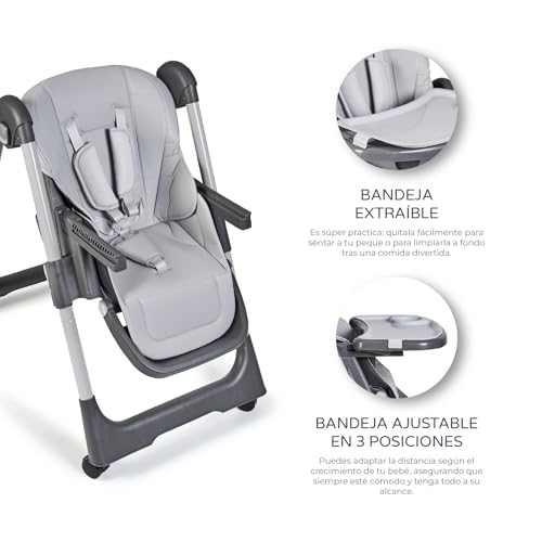 Miniatura 5 de Ms Babyworld - Trona Para Bebe Evolutiva Tasty 7 Posiciones De Altura Y 3 De Reclinación Bandeja Extraíble Y Reposapiés Regulable Portatil, Plegable, Hasta 3 Años
