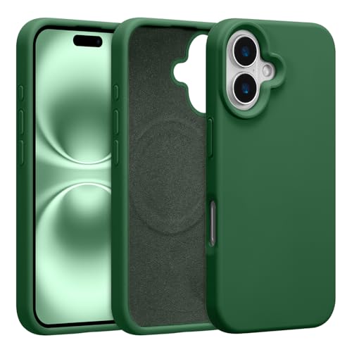 Coque antichoc iPhone 17 Magsafe silicone liquide vert amande fine