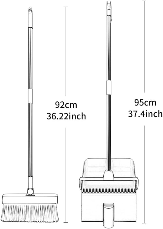 SLNFXC Stainless Steel Rod Stand Up Broom Dustpan Set Cleaning Tool Floor Dust Remove Long Handle Kitchen Home Indoor : Health & Household