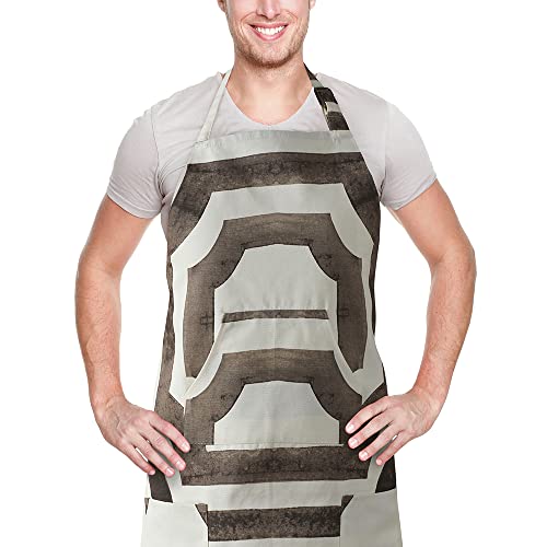 Image of HPD Half Price Drapes Aprons for Men Women with Large Pockets Adjustable Unisex PRTW-D23-AP Mecca Printed Cotton, 27 X 34 Inch, Mecca Brown