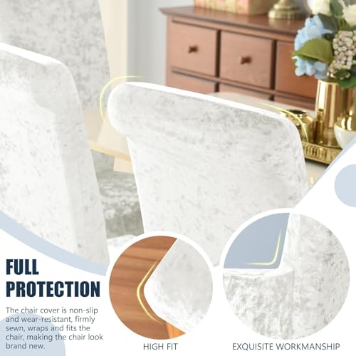 Housses de chaise de salle à manger à dossier haut velours extensible 4PC
