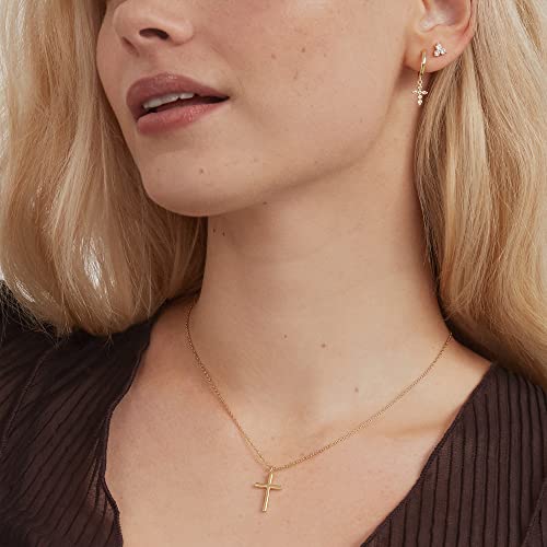 Pavoi 2209-N02-W 14K Gold Plated Cross Necklace For Women | Simple Layered Dainty Cross Pendant | Gold Necklaces For Women thumb #3