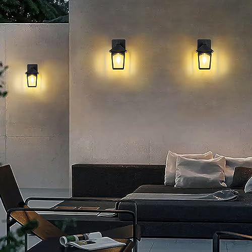 Outdoor Wall Light Fixtures Exterior Sconce Lamp with Glass Shape, 2-Pack Waterproof Outside Lantern for Porch Garage Doorway Entryway Patio