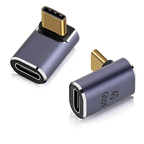 2 Pack 90 Degree Right Angle USB-C 4.0 40Gbps PD 100W 8K 60Hz Male to USB-C Female Adapter, OwlTree 90 Degree Type-C Adapter Extender Compatible for Steam Deck, Switch, Notebook, Tablet, Mobile Phone