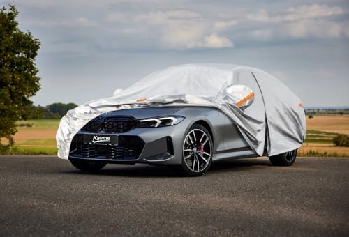 Image of Kayme 6 Layers Car Cover Custom Fit for BMW 3 Series 320i 325i 328i 330i 335i (2013-2025) Waterproof All Weather for Automobiles, Outdoor Full Cover Rain Sun UV Protection.Silver
