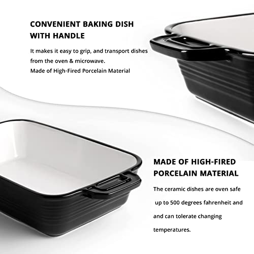 Lifver 2.45 Quart Baking Dish With Handles, Black Ceramic Lasagna Baking Dishes For Oven, Deep Casserole Dish, Rectangular Baking Pan For Cooking, Cake, Banquet And Dinner, Baking Gifts, 11.2" X 7.2" #TOP2