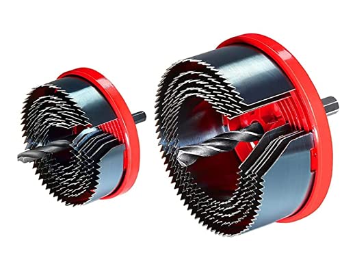 HYCHIKA Hole Saw Sets, Spring Steel Hole Cutter Kit, with 12PCS 26mm-95mm Saw Blades, 2 Installation Plate, 1 Allen Wrench
