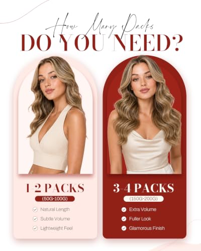 Image of Moresoo Tape in Extensions Real Human Hair Beige Blonde 14in 40pcs 100g | Tape hair extensions, thick 40pcs set, soft blonde dimension, fuller body for blowouts and bridal styling