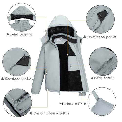 CAMELSPORTS Mens Winter Jacket Waterproof Warm Snow Ski Jackets Faux Fur Fleece Rain Coats with Removable Hood — view 5