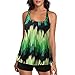 Grande Taille Tie Dye Imprimer Noir Double Bretelles Tankini Top Maillots De Bain pour Femmes Deux Pièces Maillots De Bain Contrôle du Ventre Long Torse Bikini Torsadé Taille Haute