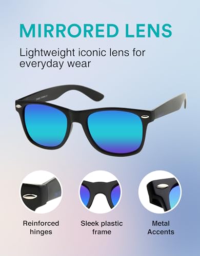 Image of zeroUV - Classic Colored Mirror Lens Square Horn Rimmed Sunglasses for Men Women
