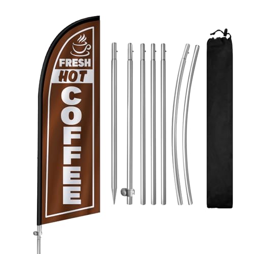 Drapeau swooper publicitaire café chaud pour terrasse de commerce et marché