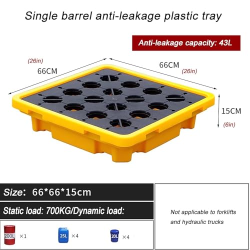 Plateau de déversement 26x26 de haute résistance avec drain pour confinement sûr de fûts de liquides