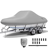 Boat Cover,20'-22' Universal Boat Covers,800D Marine Grade Polyester Canvas Waterproof,Fits V-Hull,Tri-Hull,Pro-Style Bass Boat with Tightening Strap