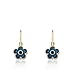 LMTS Frosted Flowers 14k Gold-Plated Denim Blue Enamel Flower Leverback Earring Accented With Blue Center/Brass