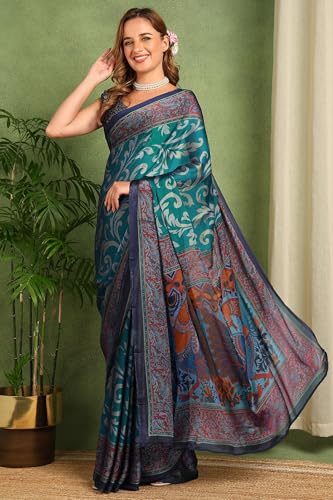 Image of MIRCHI FASHION Saree for Woman Chiffon Kalamkari Design | Professional Office Wear Lightweight Sari for All-Day Comfort with Blouse (Available in 15 Colors)
