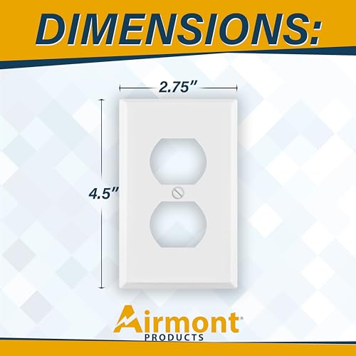 (25 Pack) One Gang Duplex Receptacle Cover Plates, Electrical Outlet Cover, White Painted Metal, 4.50" x 2.76" 1-Gang Standard Size, Made of Unbreakable Metal, Corrosive Resistant, For Duplex Outlet by Airmont Products - Image 2