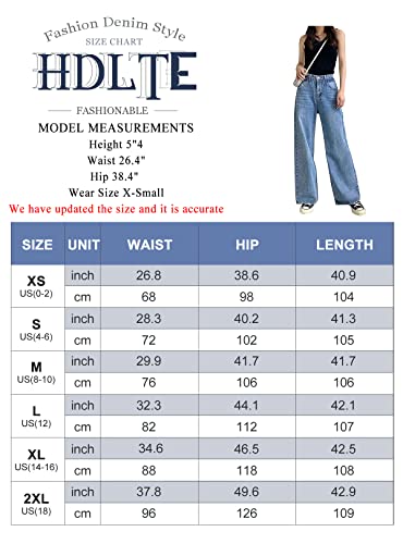 HDLTE Women Ripped Boyfriends Jeans Distressed High Waist Baggy Denim Pants Wide Leg Straight Trousers Y2k Streetwear… - Image 7
