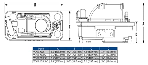 Little Giant 554530 Vcmx-20Uls 115 Volt, 1/30 Hp, 84 Gph Automatic Condensate Removal Pump, 6-Ft. Power Cord, Safety Switch, Blue, 554530 #TOP5