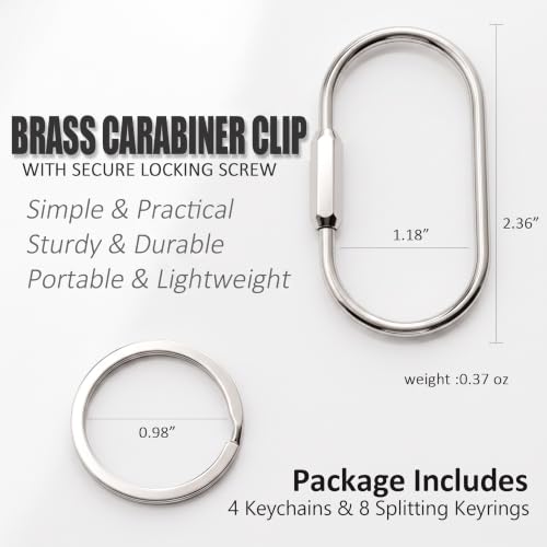 Image of Locking Key Ring,Carabiner Keychain Clip for Key,Screw Lock Key Organizer | Purse Bag Charm Holder for Handbag,Electroplated for Rust-Resistance,Anti-Lost,Large Capacity,Wide Application,Brass