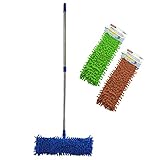 SET COMPLETO: Este set incluye un mango telescópico que va de 70cm a 120cm, el cabezal con la mopa de microfibra y dos recambios de mopa microfibra en colores aleatorios.