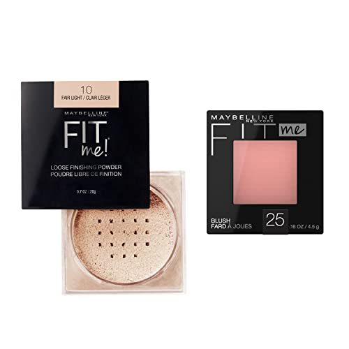 Maybelline Fit Me Loose Setting Powder, Fair Light + Maybelline Fit Me Blush, Pink Bundle #TOP25