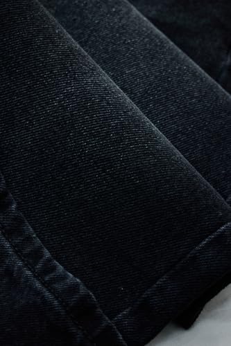 Image of SNITCH Men Casual Jeans | Relaxed Fit Straight Leg Washed Pattern & Drawstring Closure | 100% Cotton Denim Fabric for All Day Comfort & Everyday Wear