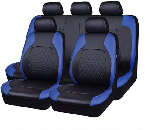 YPWWPXQ 9 peças capas de assento de carro para Skoda Kodiaq/GT/2019 2020 2021 2022 2023, capa de assento de couro cobertura de assentos proteção respirável, impermeável, azul