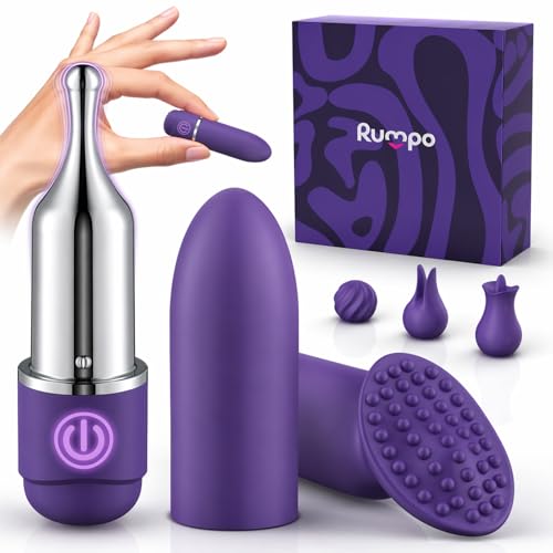 Mini Squirting Vibrator Kits Small Bullet Vibrators with 5 Attachements for Clit G-Spot Dildo Nipple Stimulator Next-Gen Clitoral Stimulator Sex Toy for Women and Couples with 10 Powerful Modes