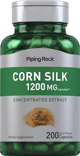 Piping Rock Corn Silk Capsules 1200mg | 200 Count | Extract Supplement | Non-GMO, Gluten Free