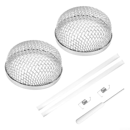 Lot de 2 housses d'aération de chauffage pour camping-car conçues avec un maillage en acier inoxydable résistant à la rouille, comprend un outil d'installation pour une installation sécurisée et une
