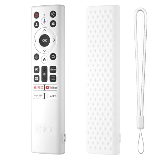 Image of Oboe Silicone TV Remote Cover Compatible With Acer Advanced I /V /H PRO Series - Protective Case With Loop (B-White) [Remote NOT Included]