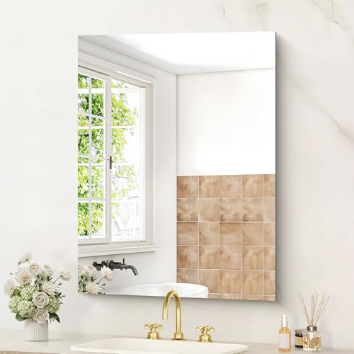 KOCUUY Rechteckiger rahmenloser Badezimmerspiegel 60 x 80 cm Wandspiegel Spiegel mit Shatterproof Glas HD Reflexion modernem Design geeignet für Badezimmer Schlafzimmer oder Ankleidezimmer