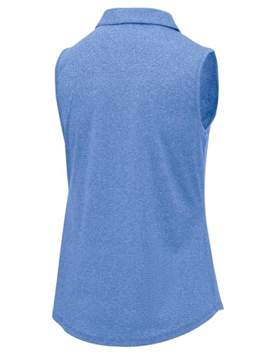 Image of BGOWATU Women's Golf Shirts Sleeveless Polo Shirts Collared 3 Buttons Tennis Tank Tops UV Protection Quick Dry