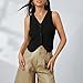 Women Knit Vest Top Y2k V Neck Sleeveless Button Up Crochet Going Out Tops Fashion Streetwear Black M