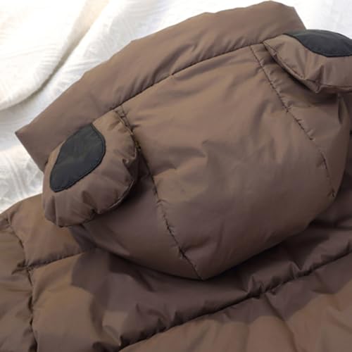 BILIKEYU Little Boys Girls Puffer Coats Fuzzy Lined Zip up Windbreaker Jacket Winter Warm Cute Bear Hood3