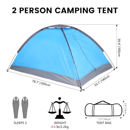 Image of Treefox Camping Tent for 2 Person Lightweight Tent Outdoor Tent | Portable Waterproof Easy Set Up Outdoor Tent for Adults Good Choice as Camping Gear for Backpacking and Hiking Green