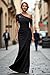 Long Mother of The Bride Dresses for Women Navy Blue One Shoulder Mermaid Chiffon Evening Dresses Size 8