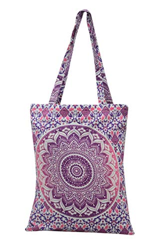 Trade Star Mandala Indian Shopping Bag, Bolsa de algodón Bohemio, Bolso Floral para Mujeres, Bolsa de Playa étnica, Bolsa de Hombro Multicolor Cover