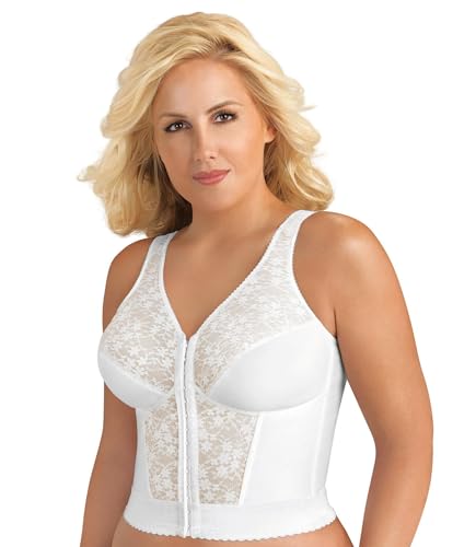 Exquisite Form Womens Fully Front Close Longline Lace Posture Bra, White, 40C US