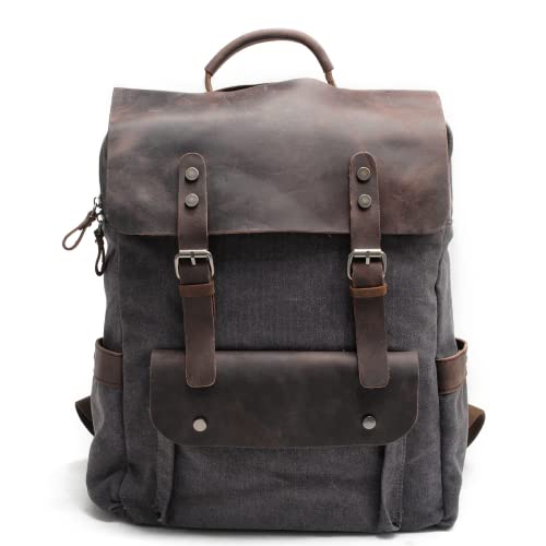 Eysee Vintage Rucksack Herren Canvas mit Leder-...